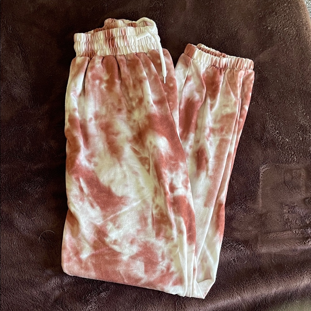 Womens Tie-Dye Joggers in Pink/Orange and White